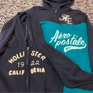 Lot of 3 Hoodies Aeropostale, HOLLISTER, & American Eagle, Size Medium